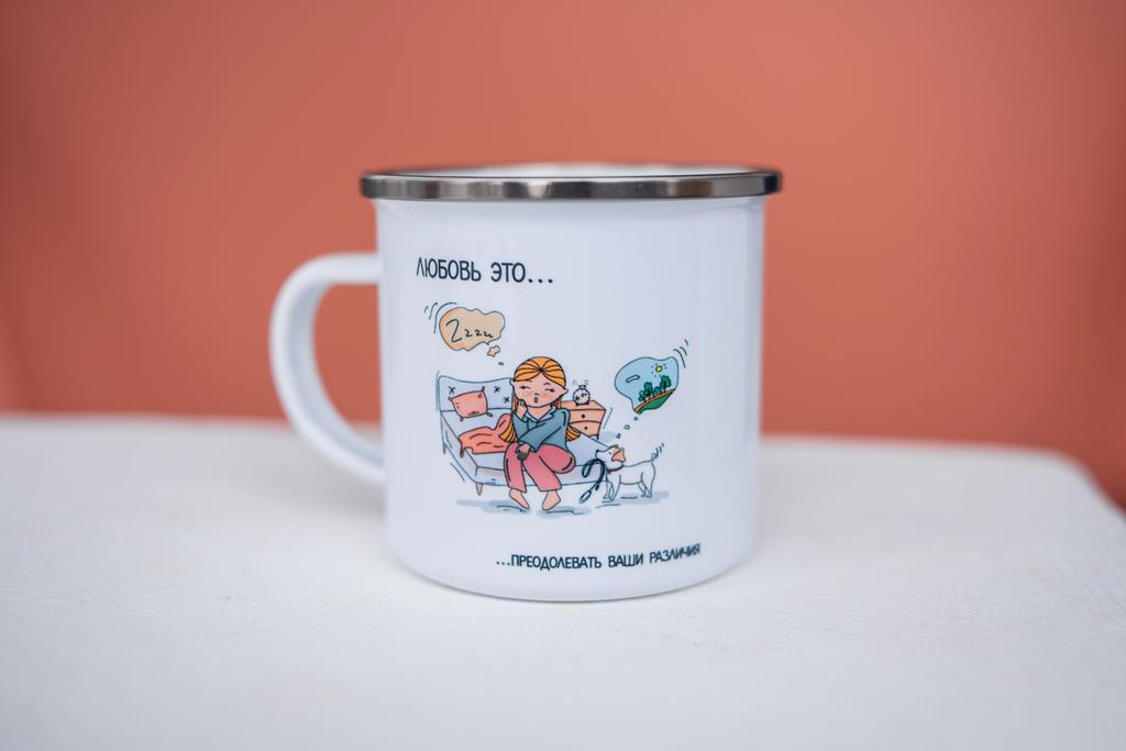 Кружка эмалированная  "Любовь это...", 350 мл