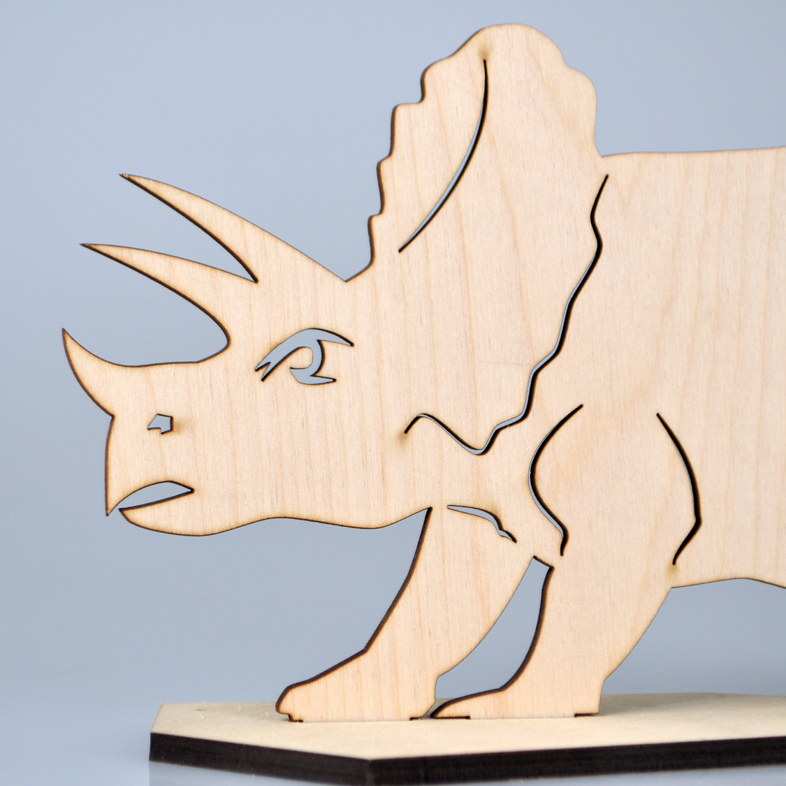 трицератопс заготовка для творчества, раскраска деревянная трицератопс, деревянный динозавр трицератопс,