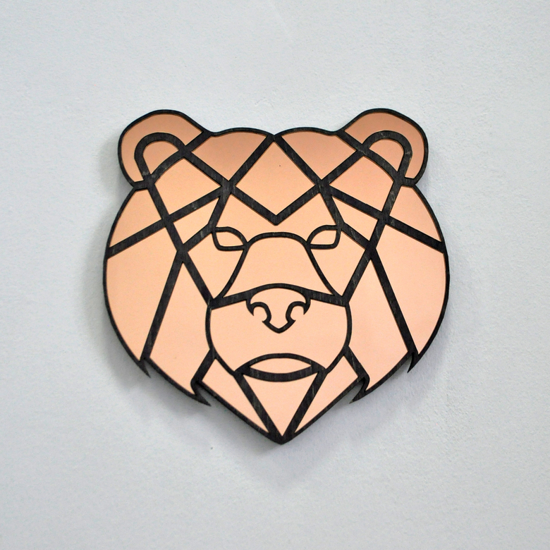 Медведь полигональный с секциями - декоративное зеркало - УЦЕНКА