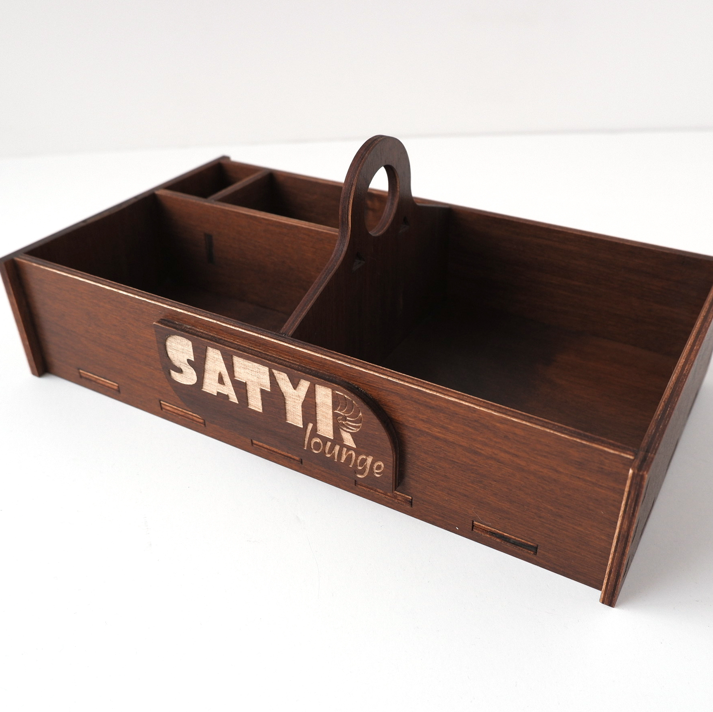 Органайзер деревянный с ручкой - органайзер на стол для кафе и ресторанов сделаем на заказ с логотипом