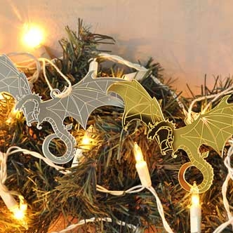 необычная зеркальная ёлочная игрушка на ёлку летящий дракон символ года 2023