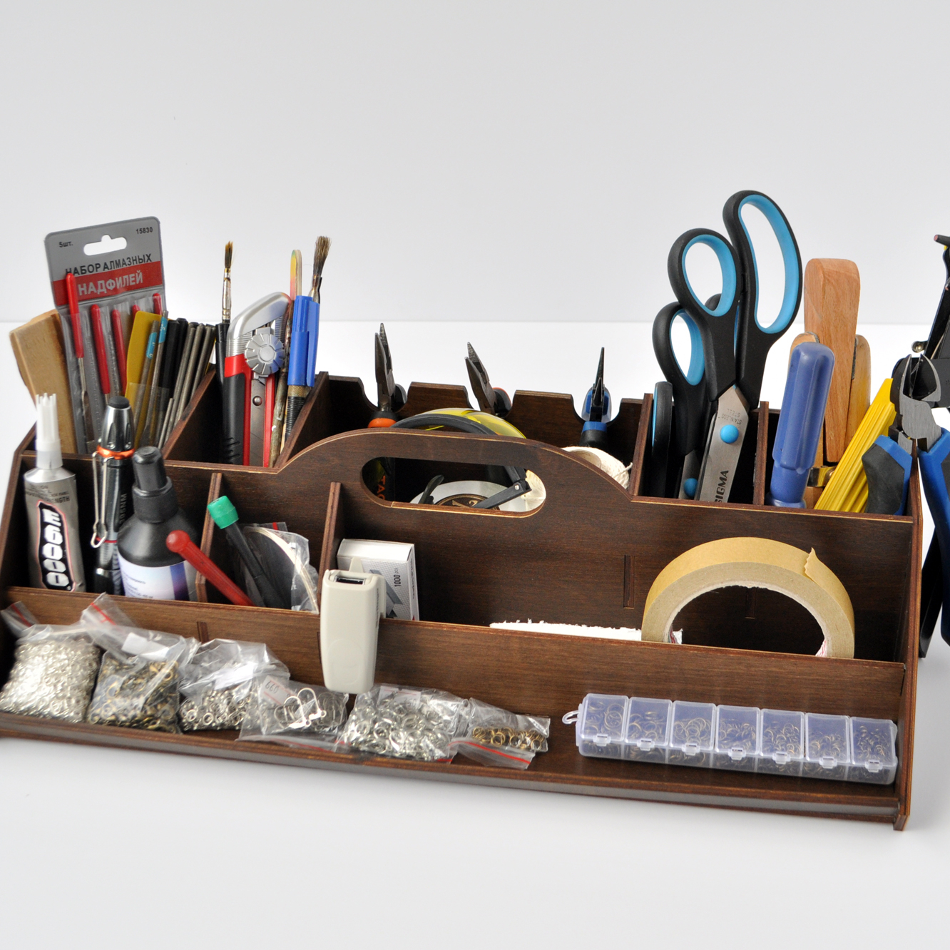 большой настольный органайзер на рабочий стол из дерева