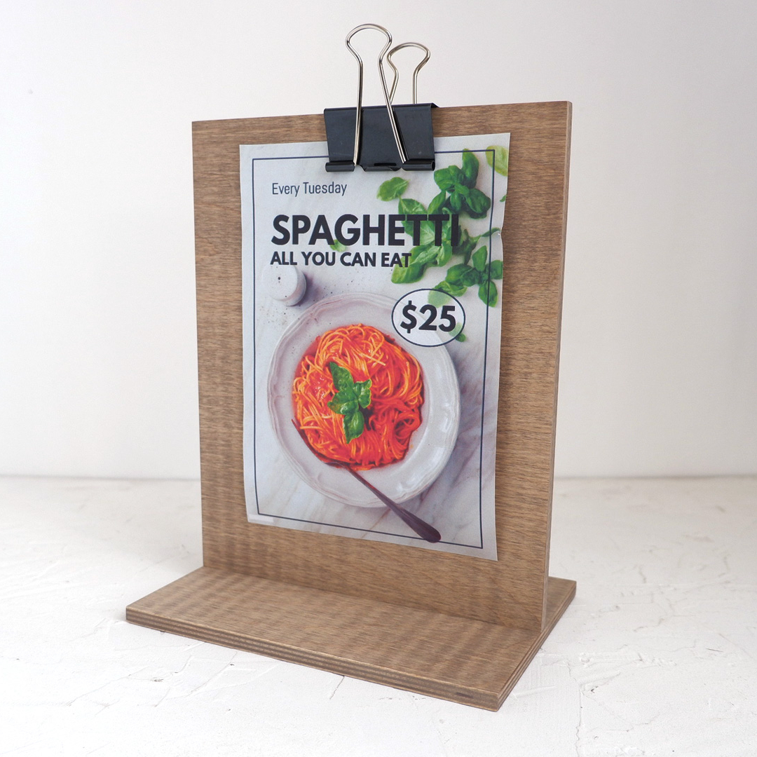 тейбл-тент прямой с зажимом А4 и А5 из дерева