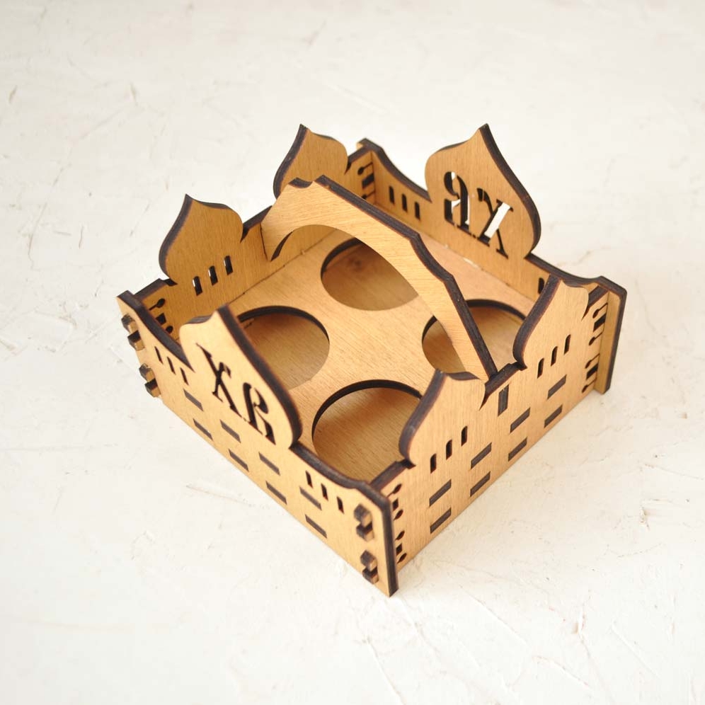 Деревянная корзинка ящик для пасхальных яиц сборная