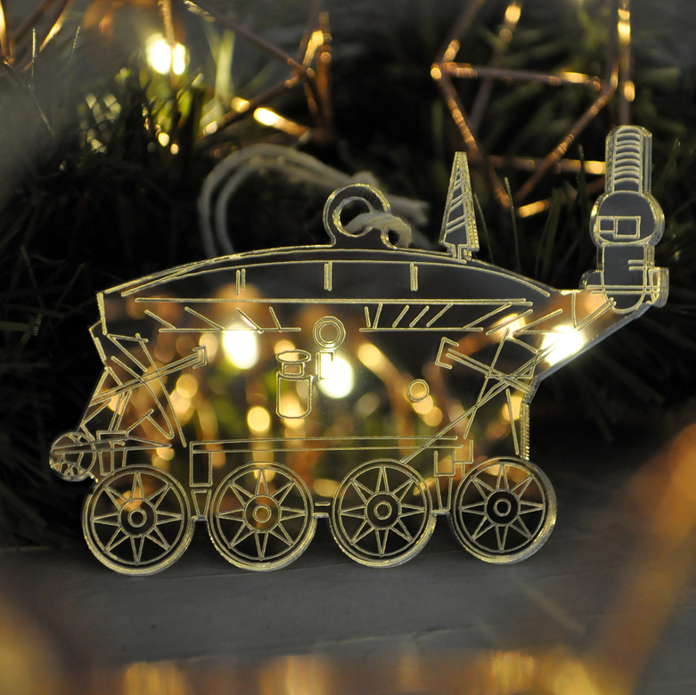 Ёлочная новогодняя игрушка - зеркальный луноход - купить необычный сибирский сувенир в подарок на Новый год