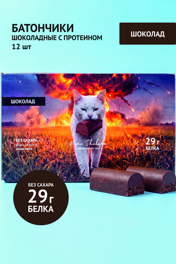 Шоколадные батончики с протеином, 12 шт х 15 г