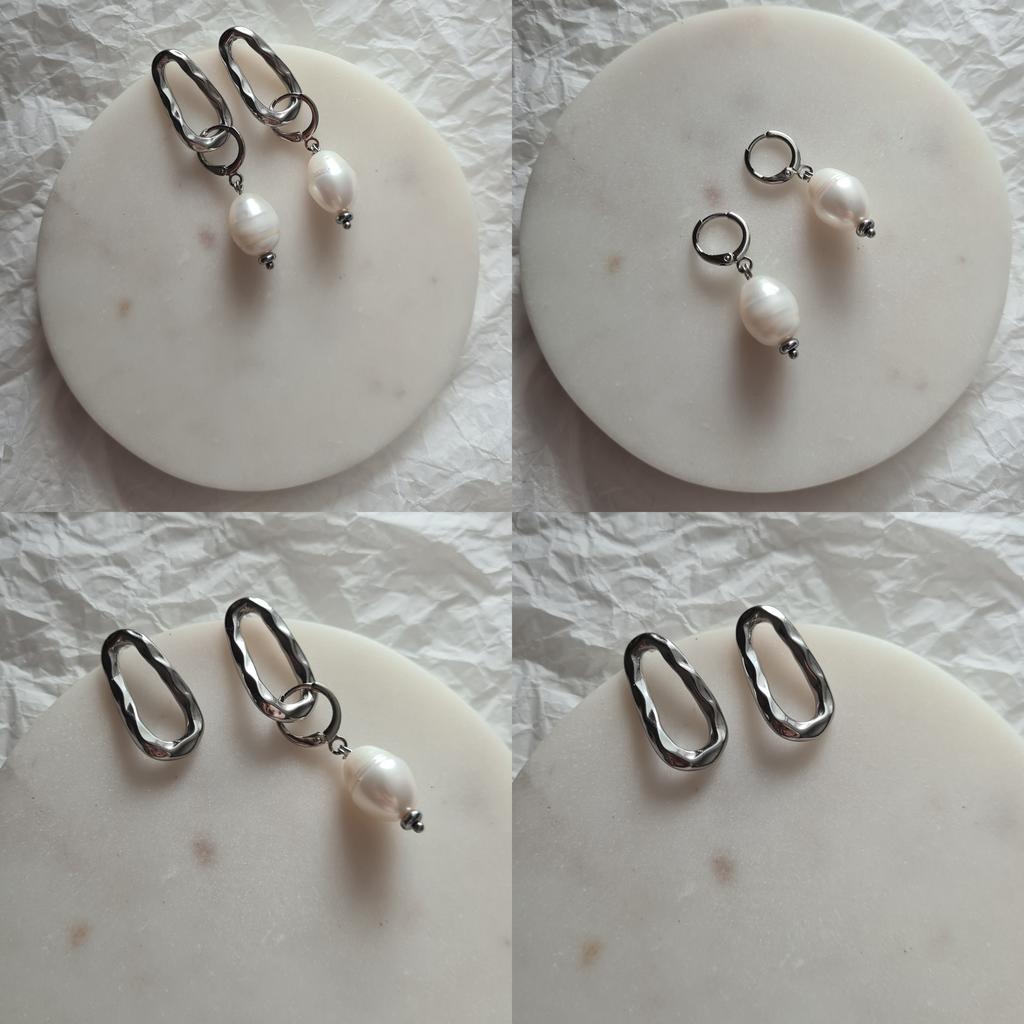 Серьги 4в1 с барочным жемчугом