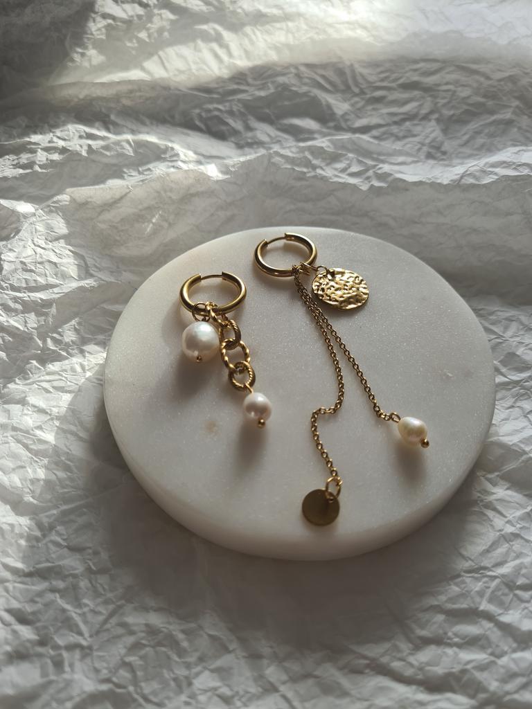 Серьги-трансформеры с натуральным жемчугом Moon