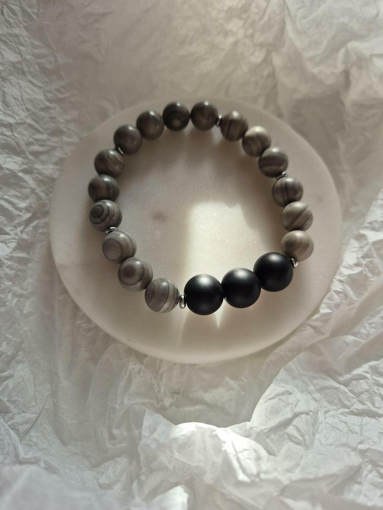 Мужской браслет #16 яшма и шунгит