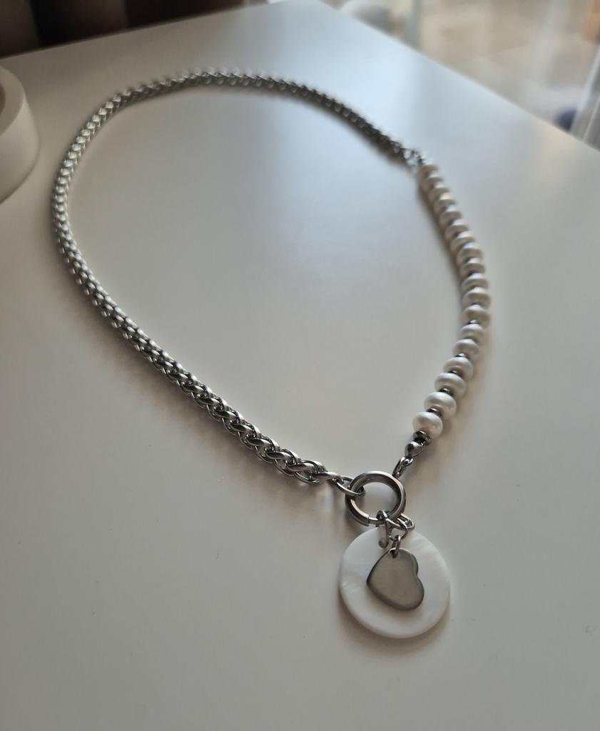 Колье с натуральным жемчугом и перламутром Mood