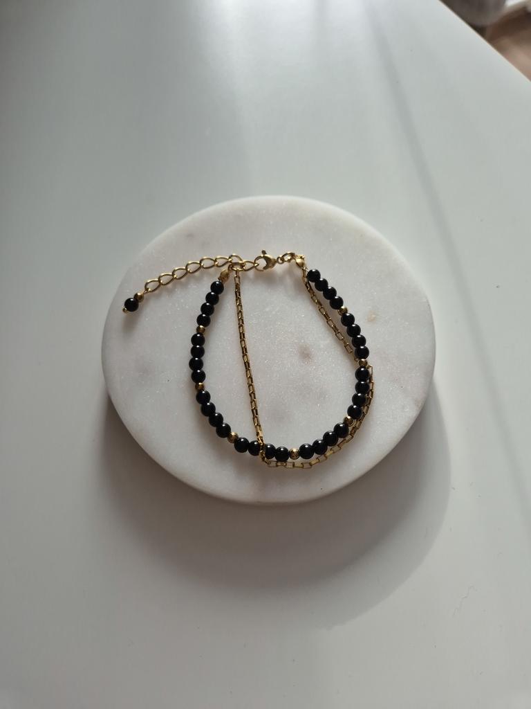 Двойной браслет Black с цепочкой