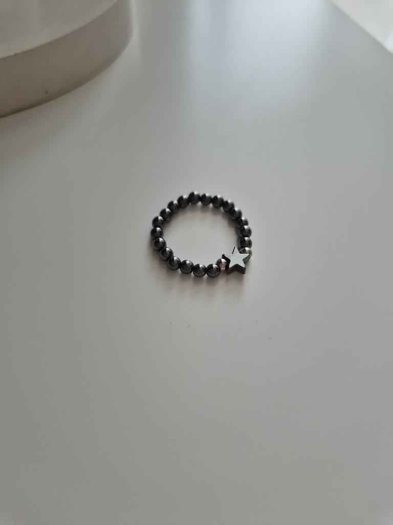 Кольцо Hematite gray #3 со звездочкой