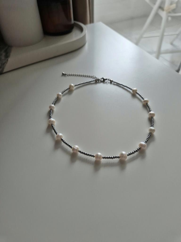 Чокер Hematite с натуральным жемчугом #12