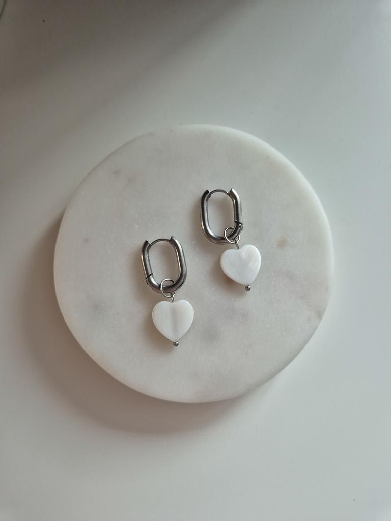 Серьги с перламутровыми сердцами #6