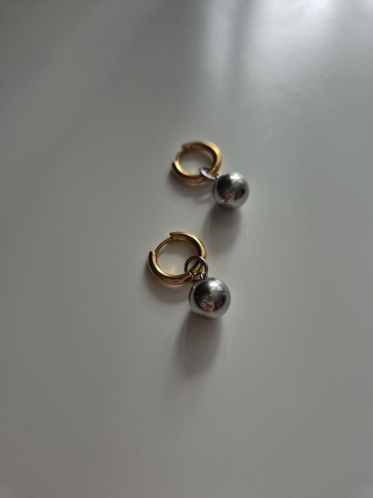 Серьги биколор со съемными подвесками Bubble