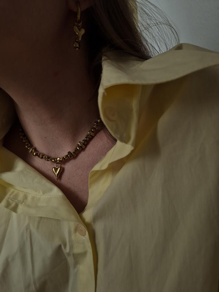 Чокер-колье Hematite Shade gold со съемным сердцем
