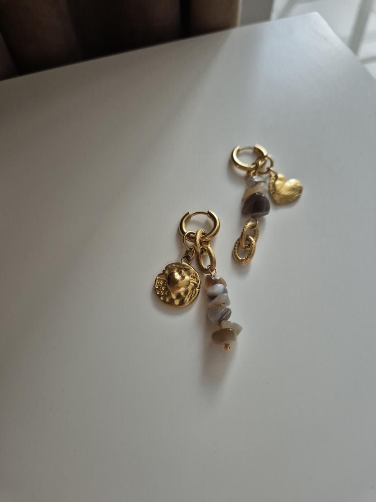 Серьги со съемными подвесками из агата Botswana