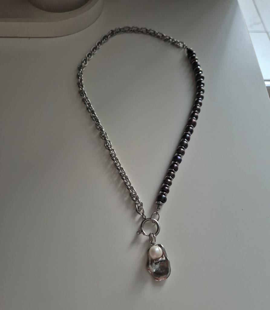 Колье с натуральным жемчугом Black sea #2
