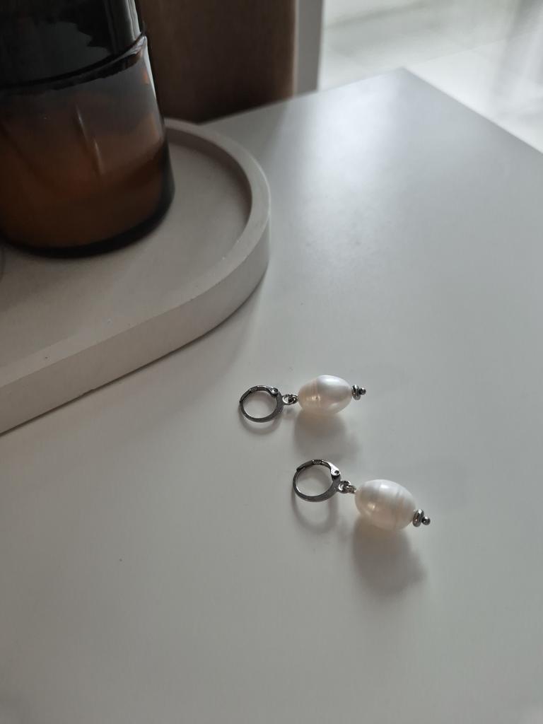 Серьги классические с натуральным жемчугом