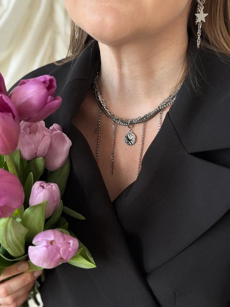 Колье многослойное с цепочками Grunge #7