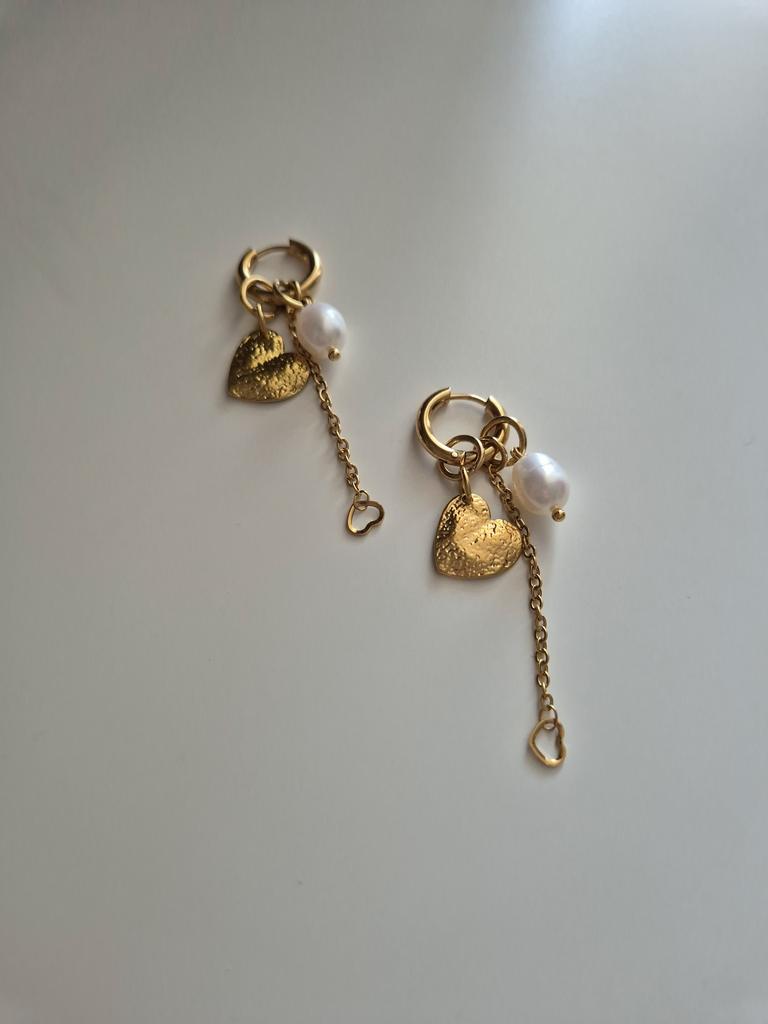 Серьги со съемными подвесками Hearts gold mix #73