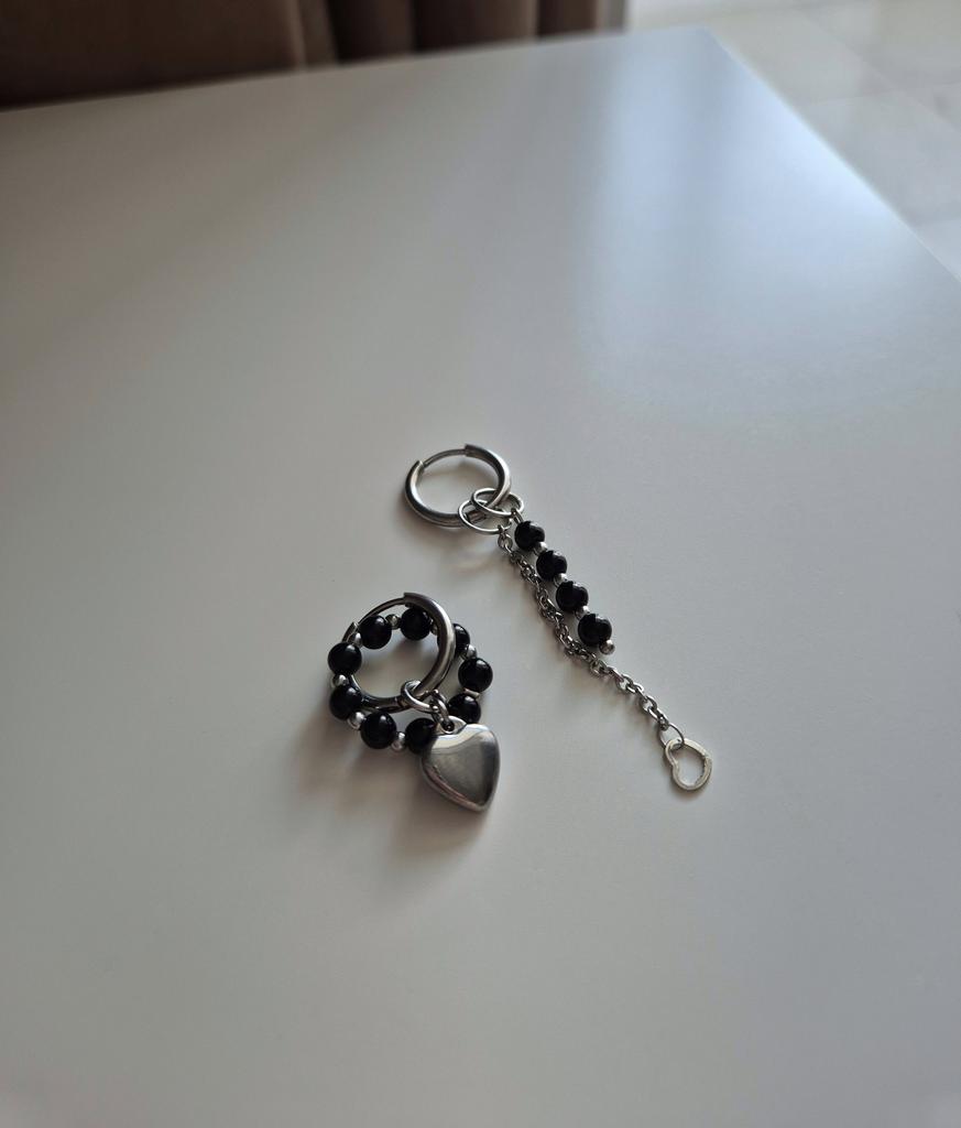 Серьги со съёмными подвесками BLACK mix #76