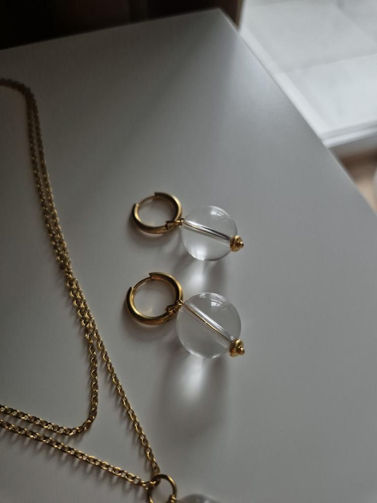 Серьги-кольца со съемными подвесками Crystal gold mix #84