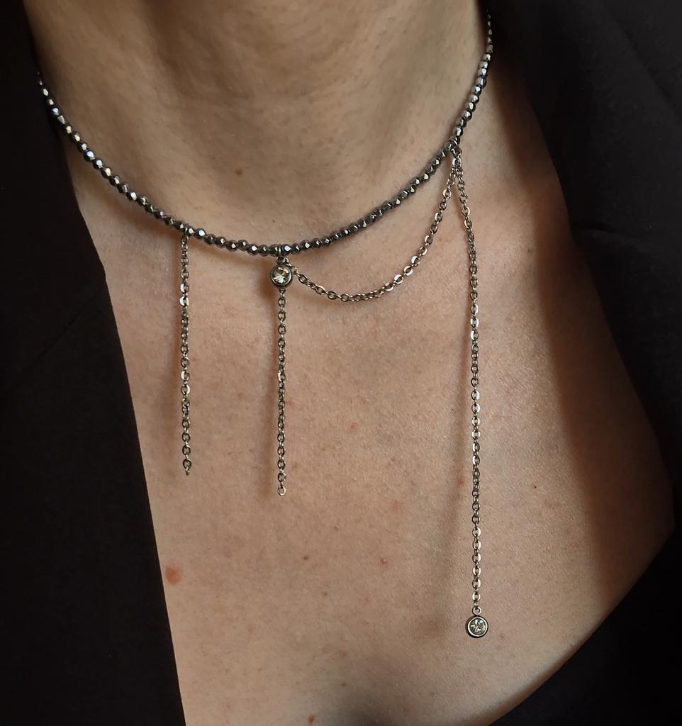 Чокер с цепочками Vertigo hematite