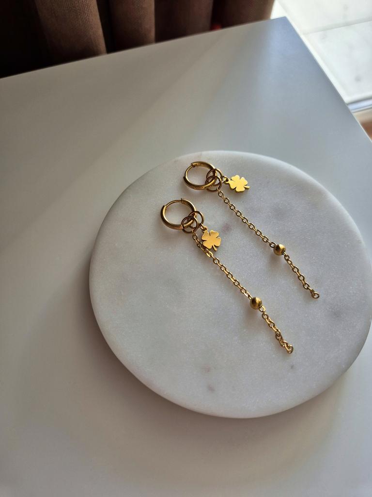 Серьги со съёмными подвесками Clover gold