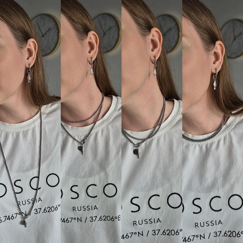 Удлиненное колье-трансформер Hematite