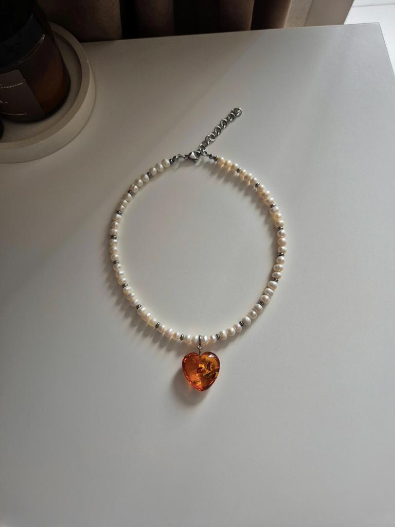 Колье-чокер Grande mini из натурального жемчуга со съемным сердцем