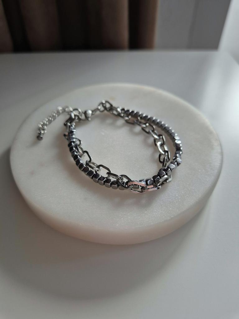 Браслет Hematite #16 двойной с цепью