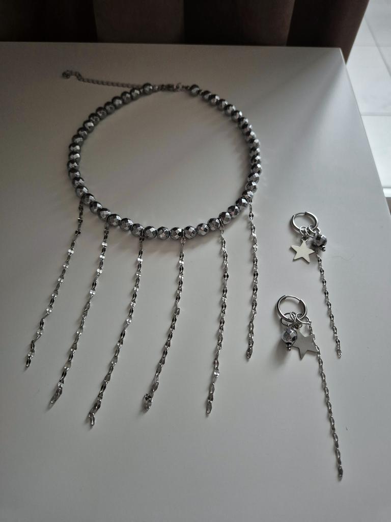 Колье сияющее с цепочками Disco