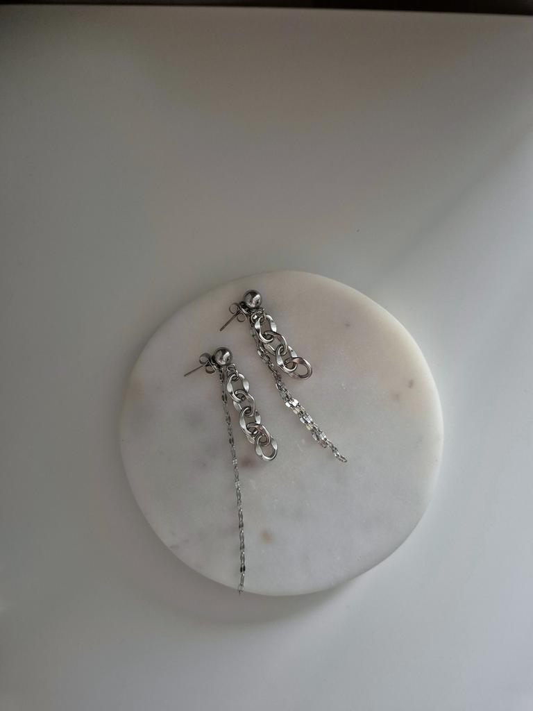 Серьги со съемными тонкими цепочками Steel