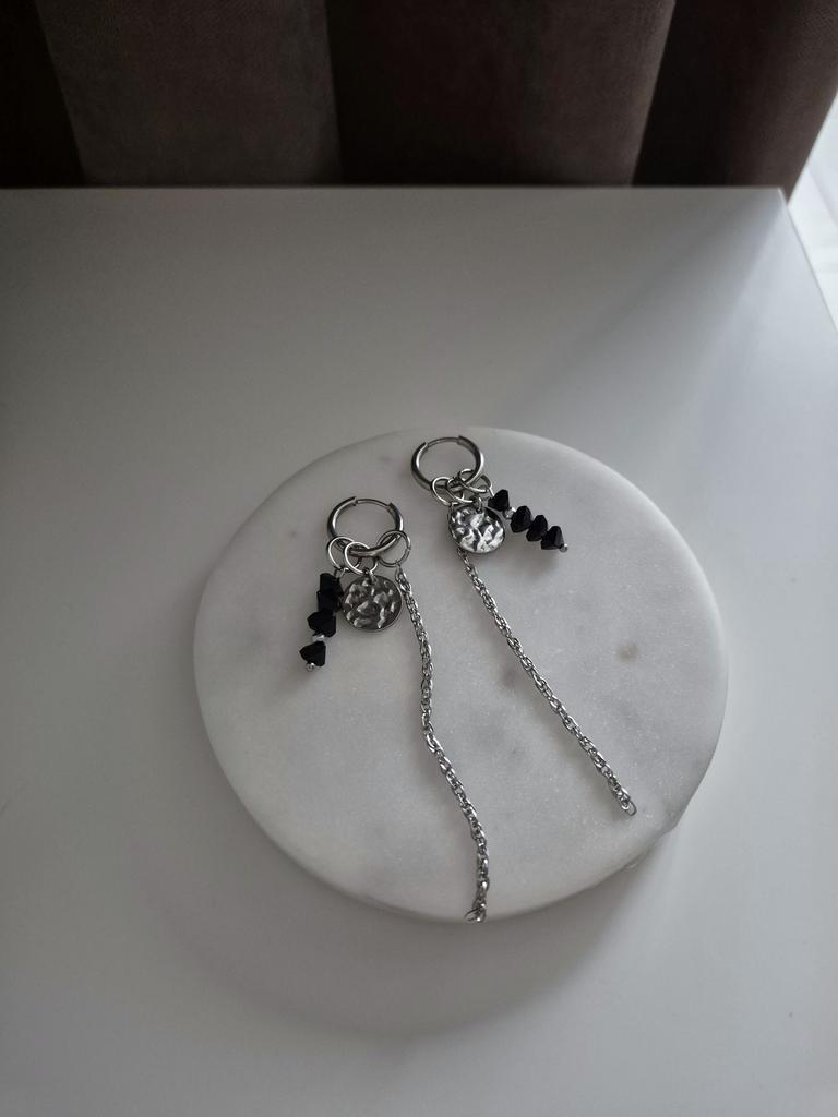Серьги со съемными подвесками Black shine