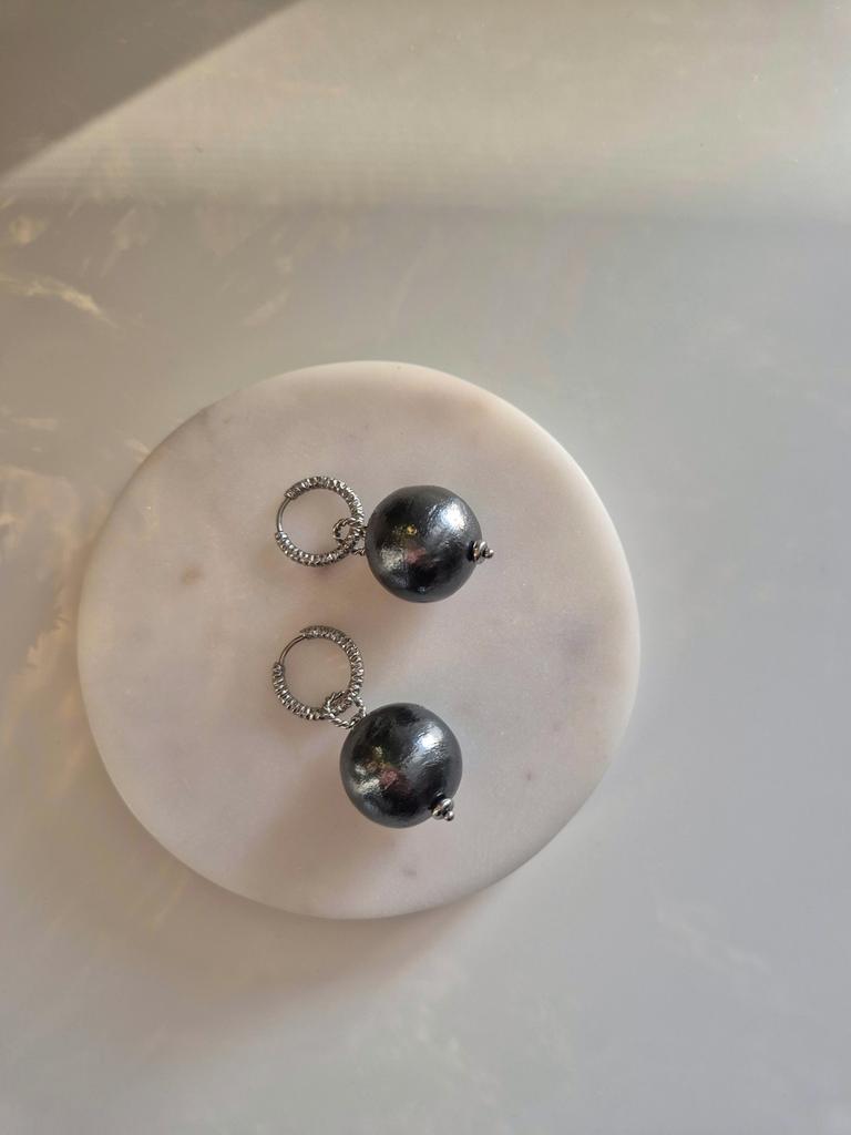 Серьги с хлопковым жемчугом Black