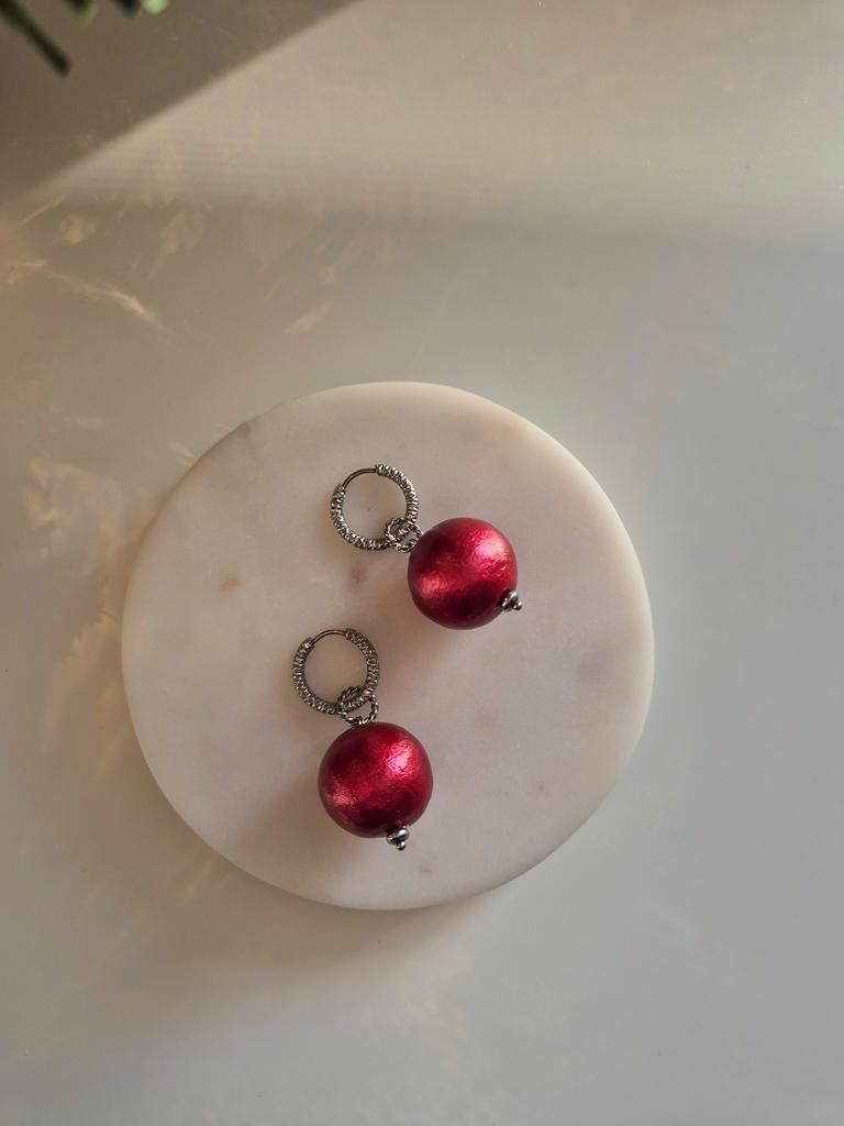 Серьги с хлопковым жемчугом Red