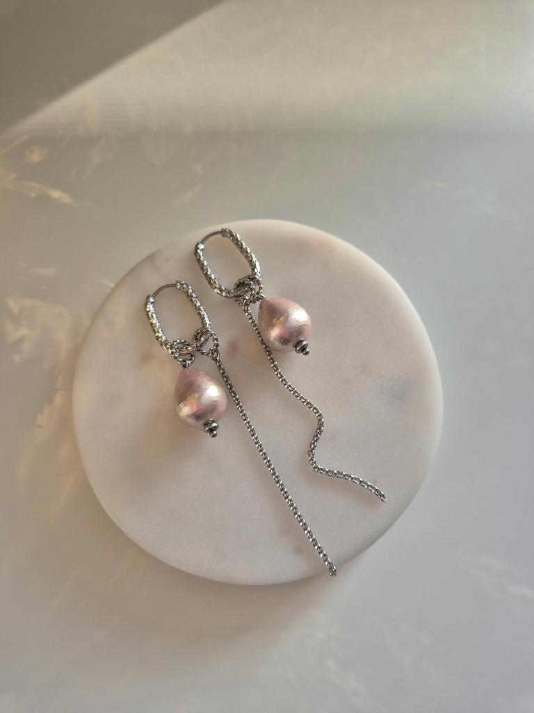 Серьги с хлопковым жемчугом Сhampagne