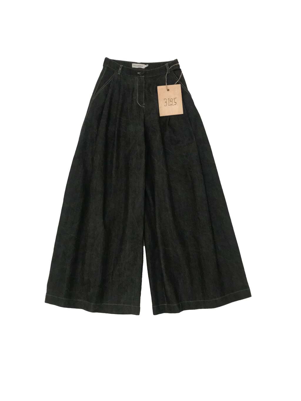 3125, Pleated wide cut denim trousers