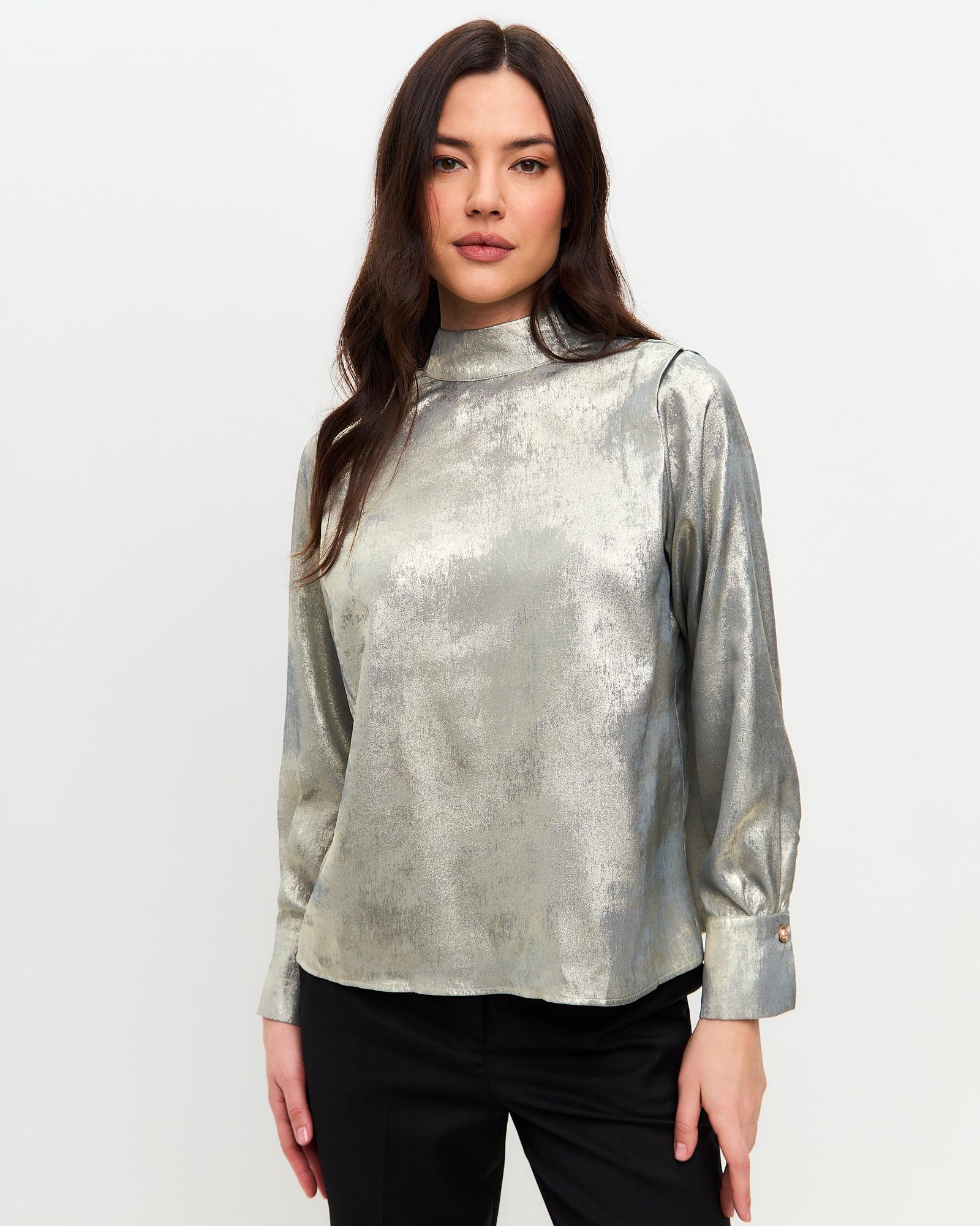 Блуза блестящая с завязками
