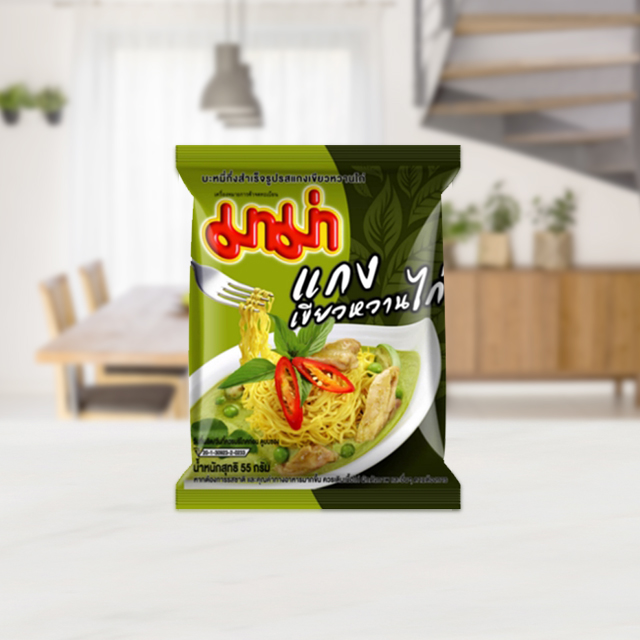 Лапша МАМА Курица в Зелёном Карри (Instant Noodles Chicken Green Curry Flavor). 100% аутентичный Таиланд
