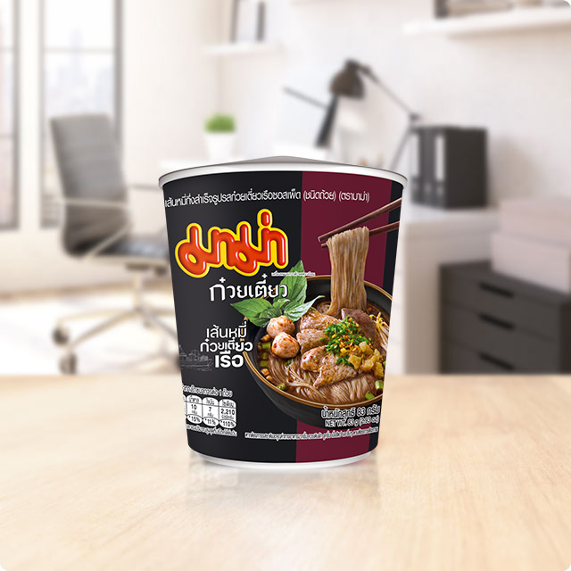 Рисовая лапша МАМА в стакане с острым соусом (Instant Rice Vermicelli Spicy Boat Noodles Sauce Flavour)