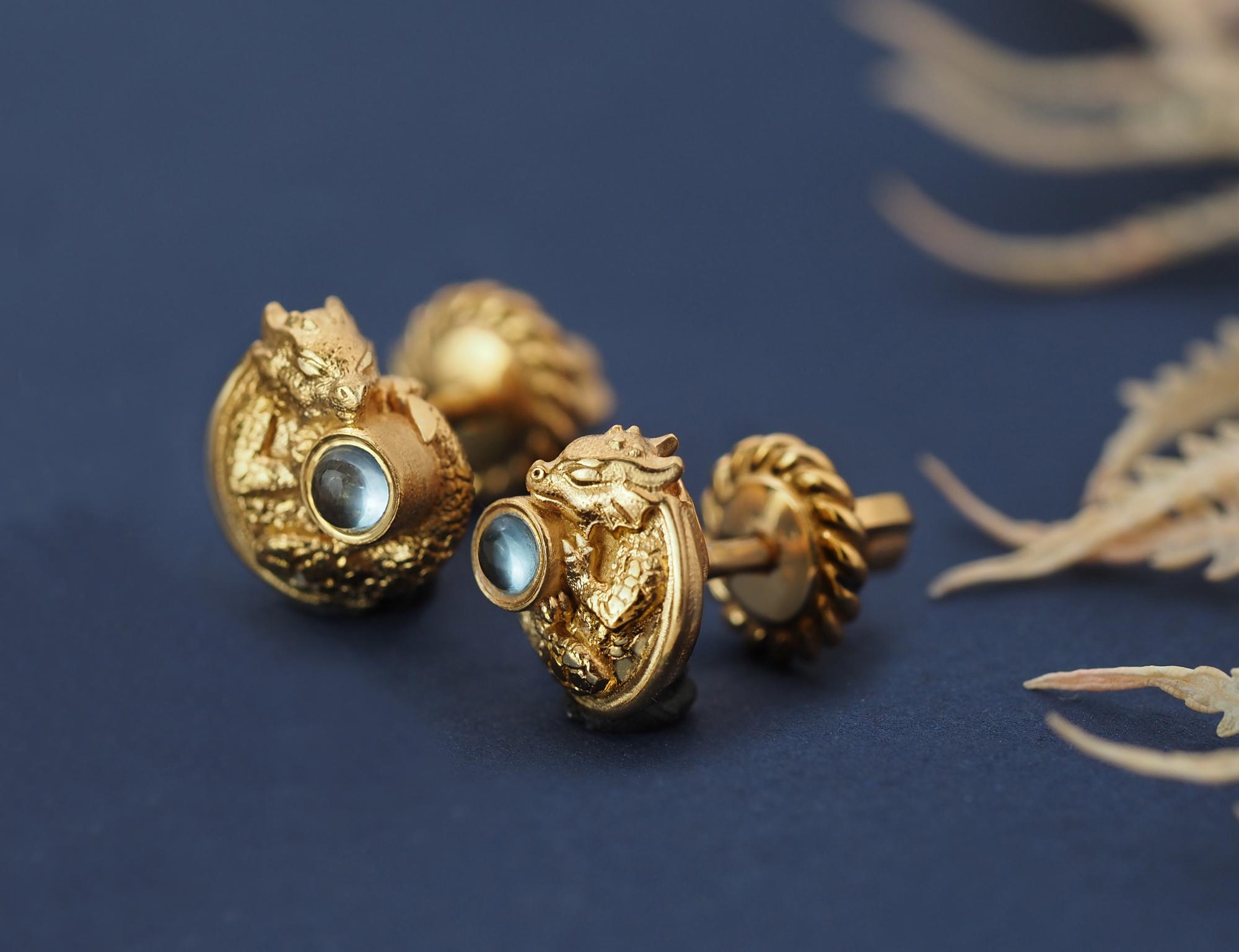 Пусеты "Драконы" (золочение)