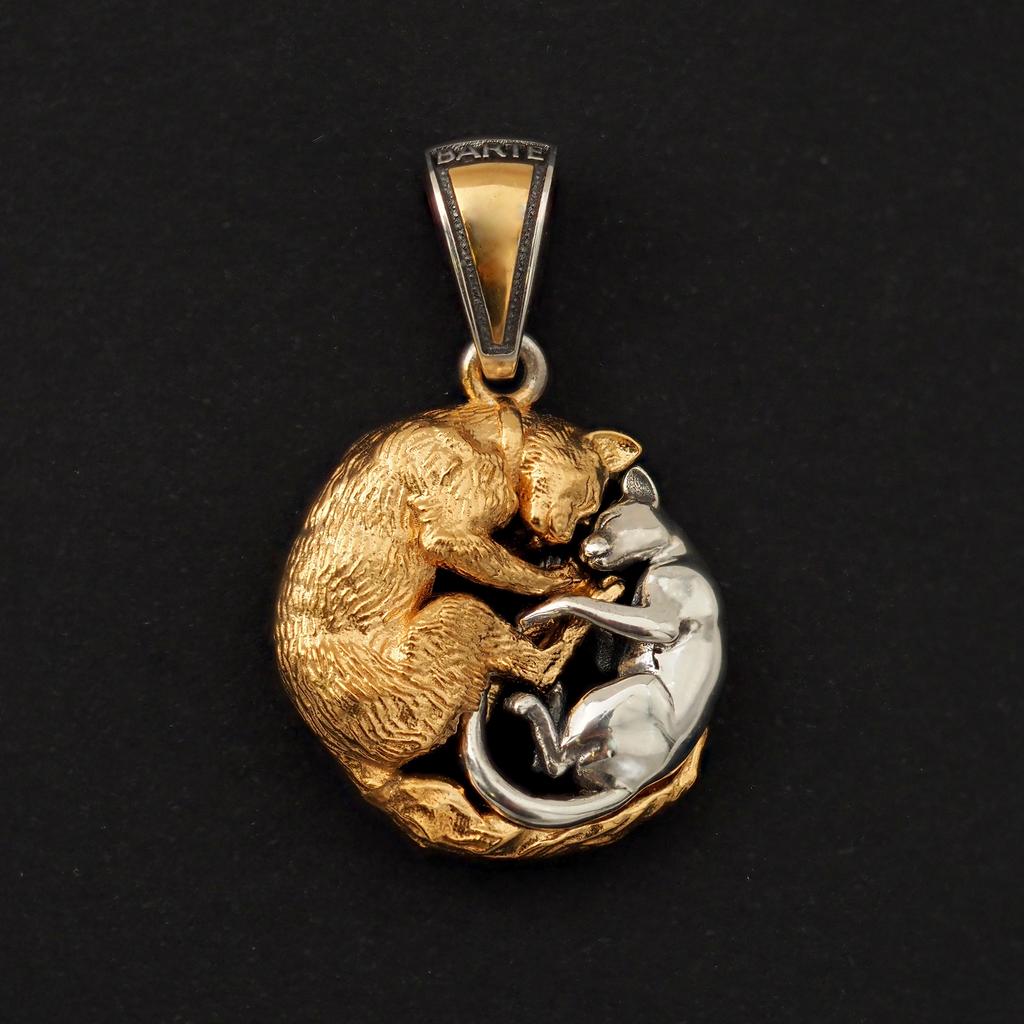 Подвеска "Котики" (золото 585) 20мм