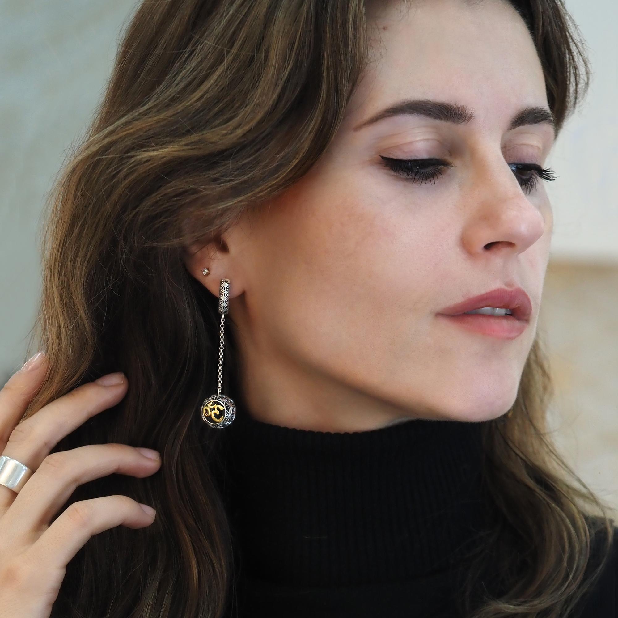 Серьги Мантра на цепях