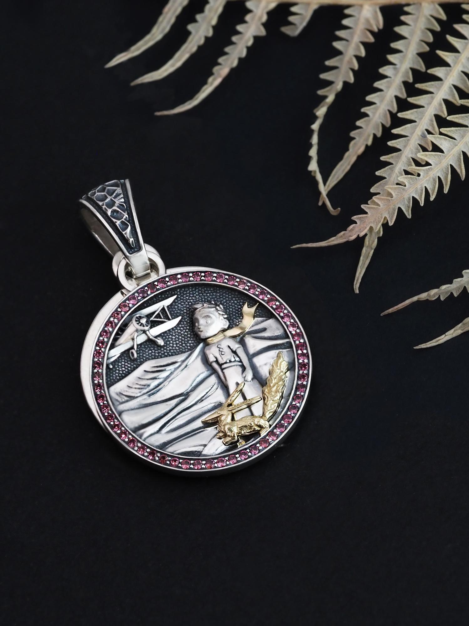 Подвеска "Смотришь на небо..." ( 925/585) с родолитами