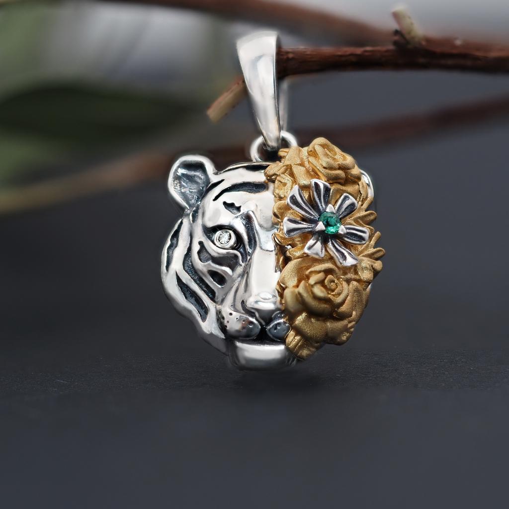 Кулон "Тигр в цветах" 925
