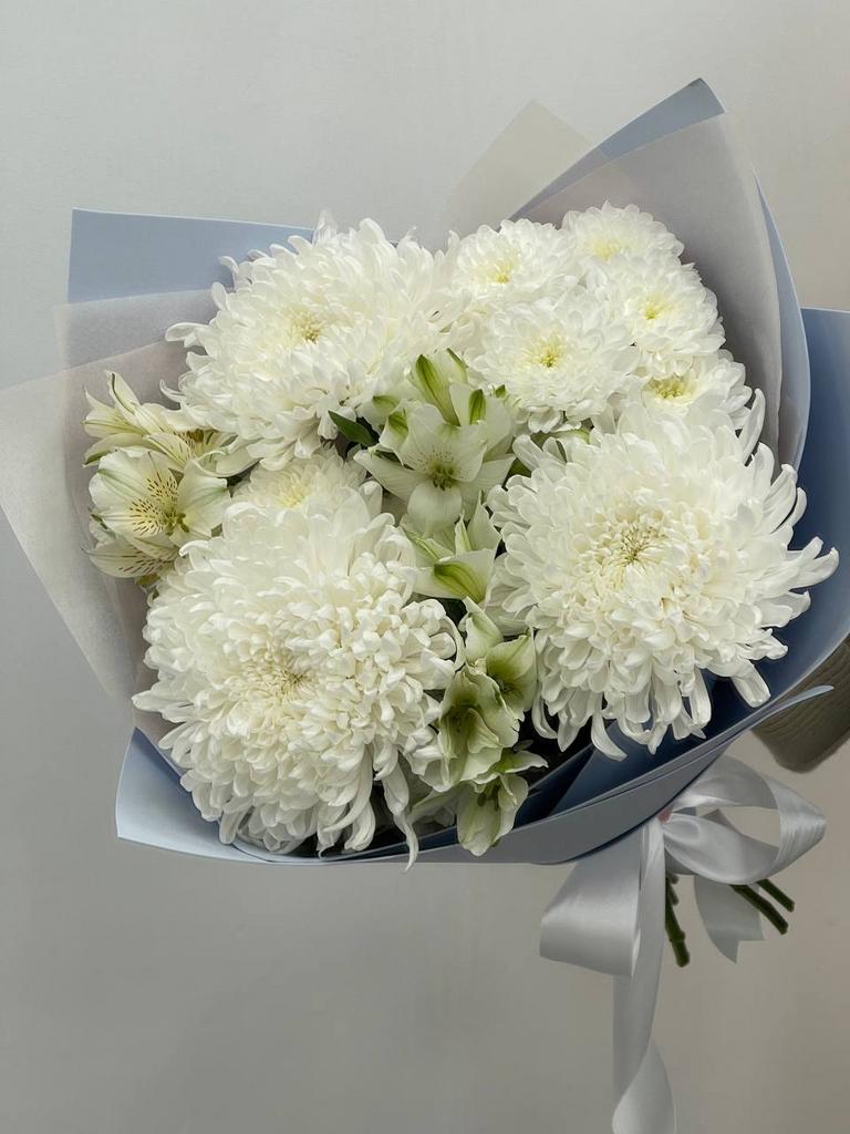 дуо букет из альстромерии и 2 видов хризантем