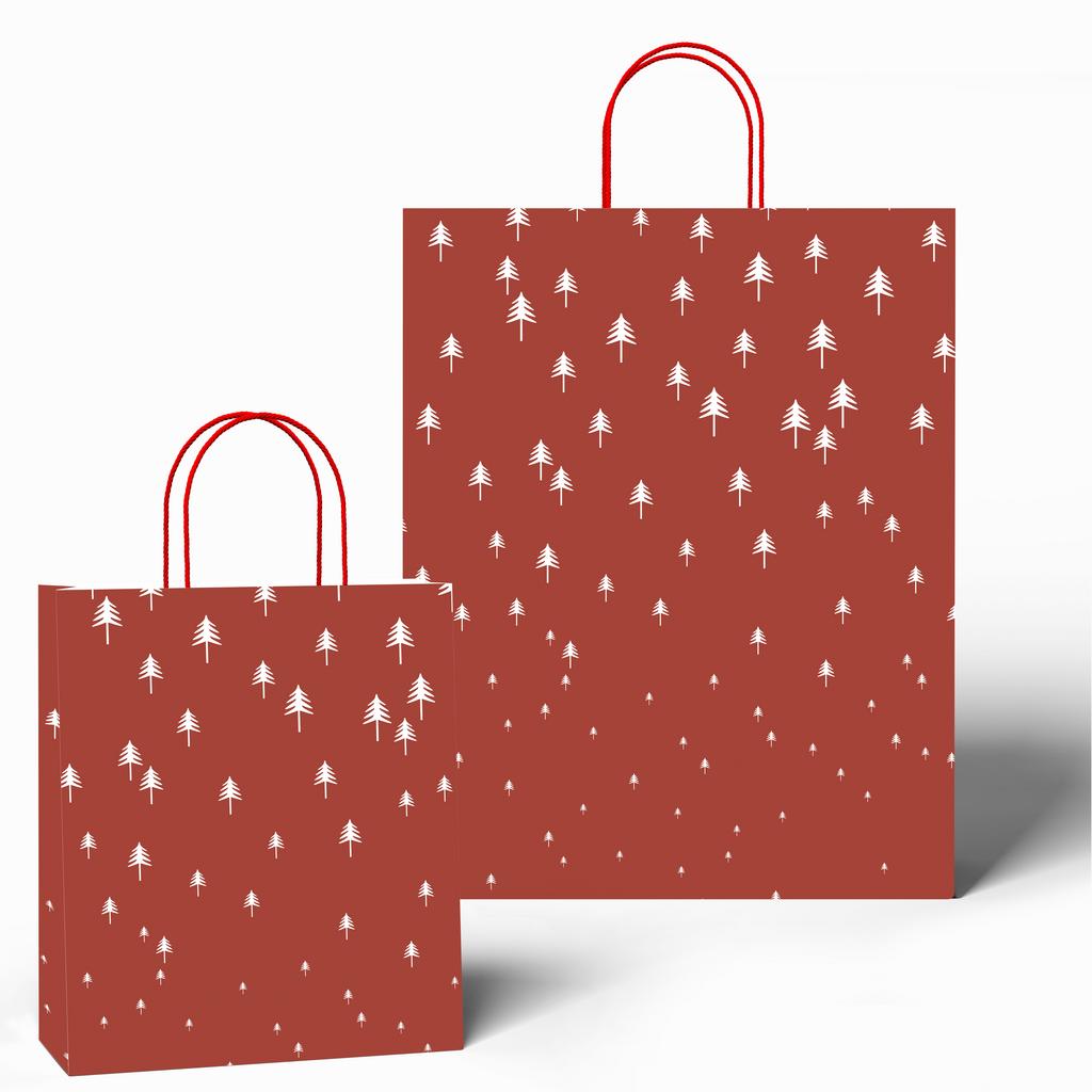 Подарочный пакет Ёлочки (Красный)