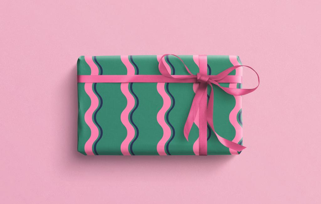 Волны (зелёный с розовым)